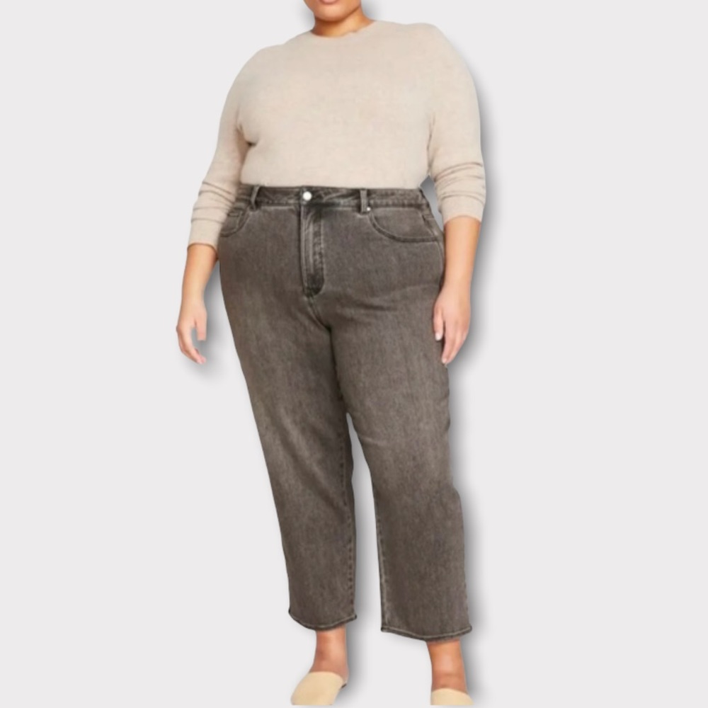Universal Standard Donna High Rise Curve Straight Jean Stonewash Black NWT